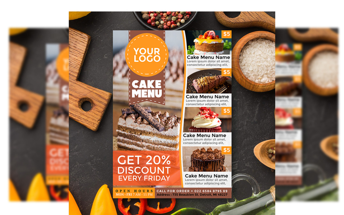 Chocolate cake and dessert menu template design Vector Image