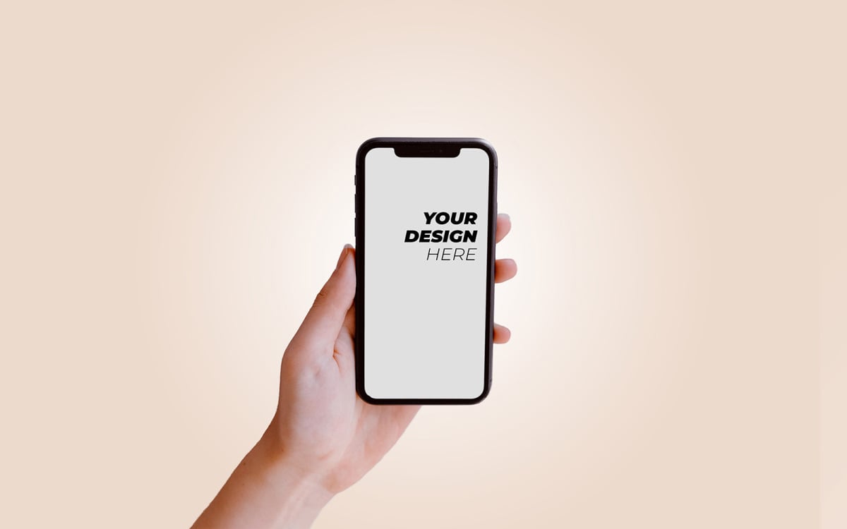 Hand Holding Iphone Mockup Psd Template Templatemonster