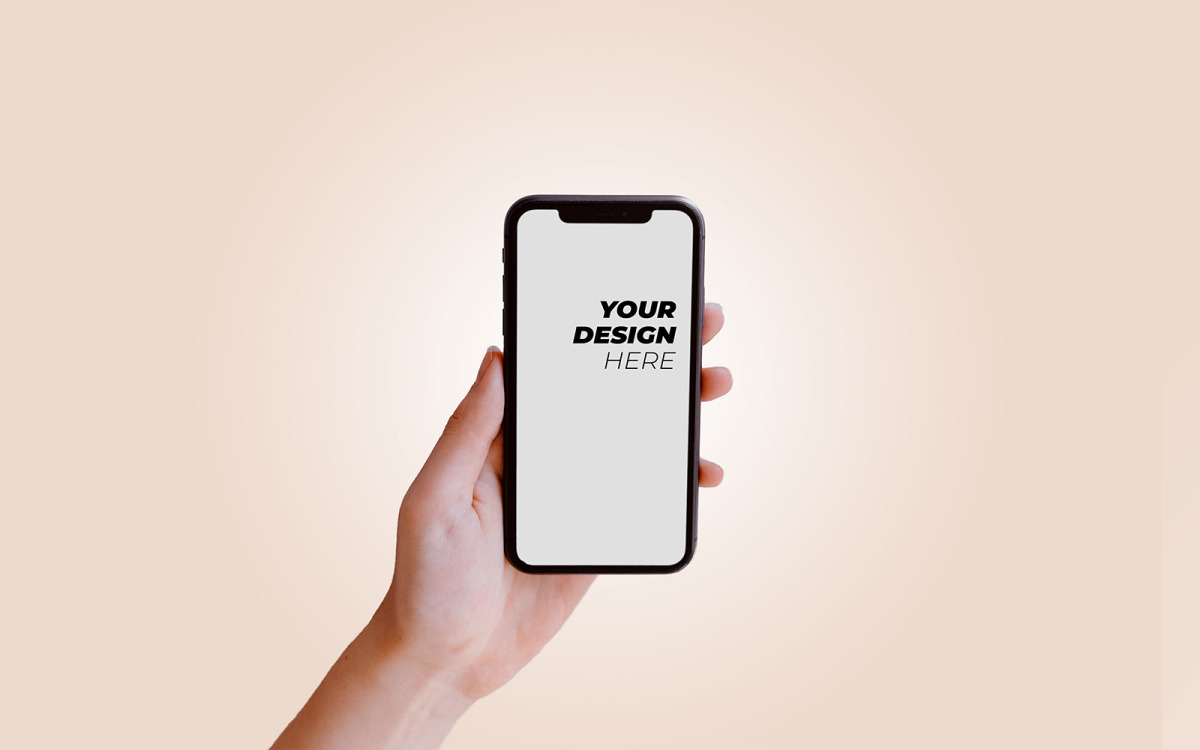 PSD шаблон макета iPhone в руке