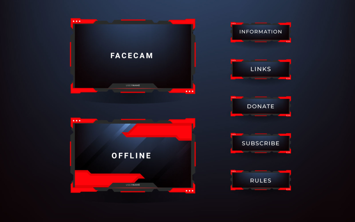 Premium Vector  Simple streaming overlay and screen interface