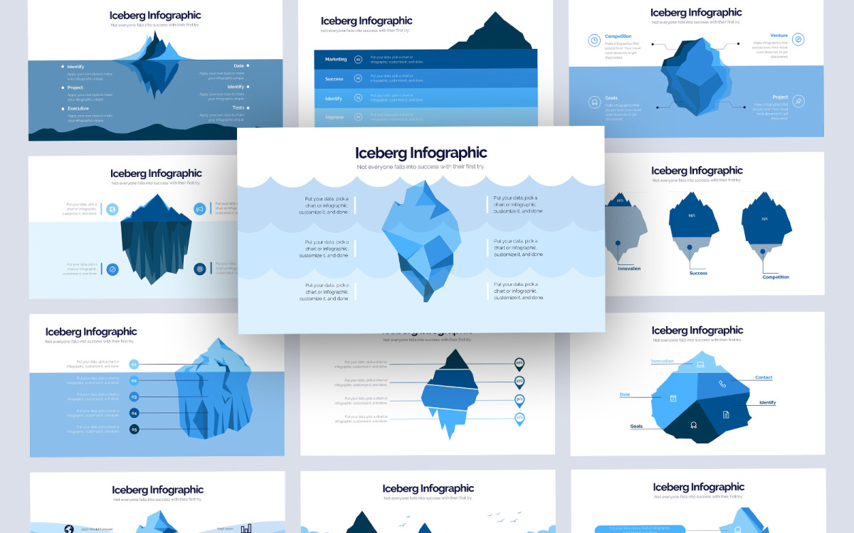 Modelo de PowerPoint de infográfico de vetor de iceberg