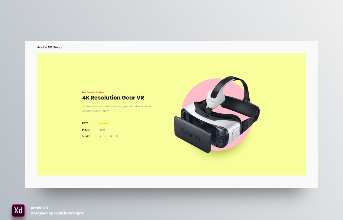 VR Product Hero Header Landing Page Adobe XD Template Vol 115