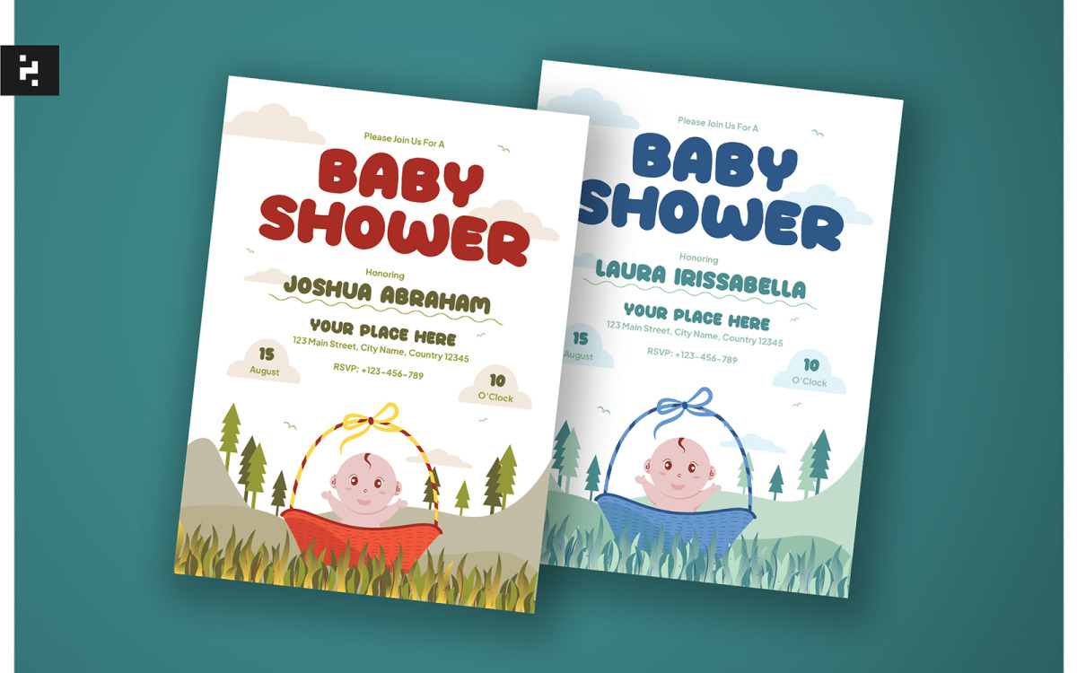 Baby Shower Uitnodiging Bos Thema #307063 - TemplateMonster, image size:1200x750