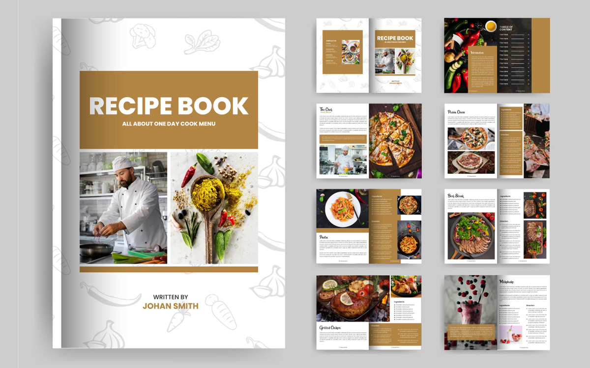 Libro de cocina/libro de recetas/plantilla de revista de libro electrónico