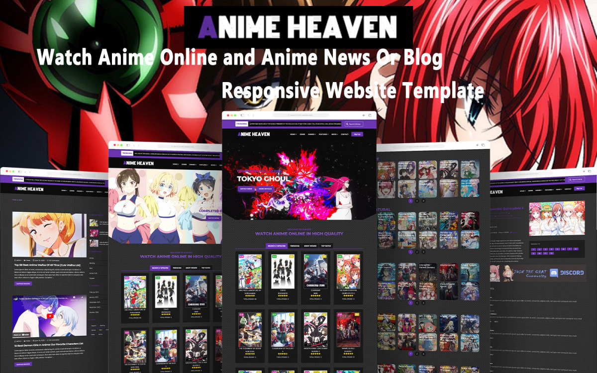 Anime Heaven - Assista Anime Online e Notícias de Anime ou Modelo de Site  Responsivo de Blog