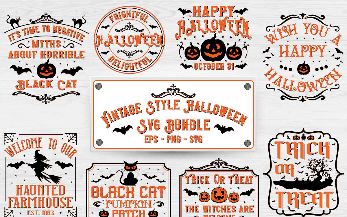 Happy Halloween Design SVG Bundle, Halloween SVG Cut File