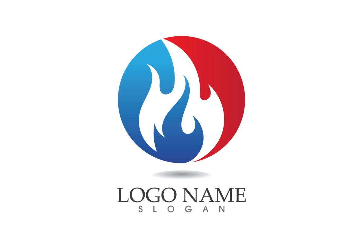 Logotipo e símbolo de fogo com ilustração vetorial de design de