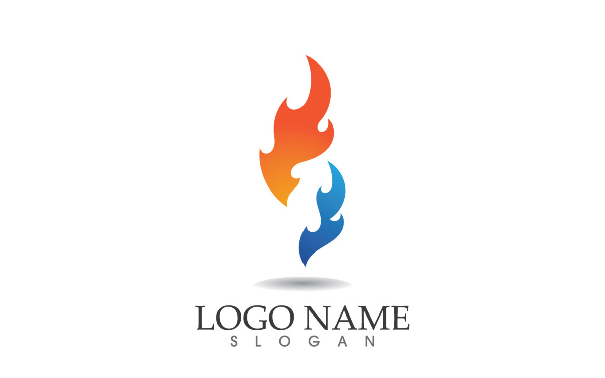 Logotipo e símbolo de fogo com ilustração vetorial de design de