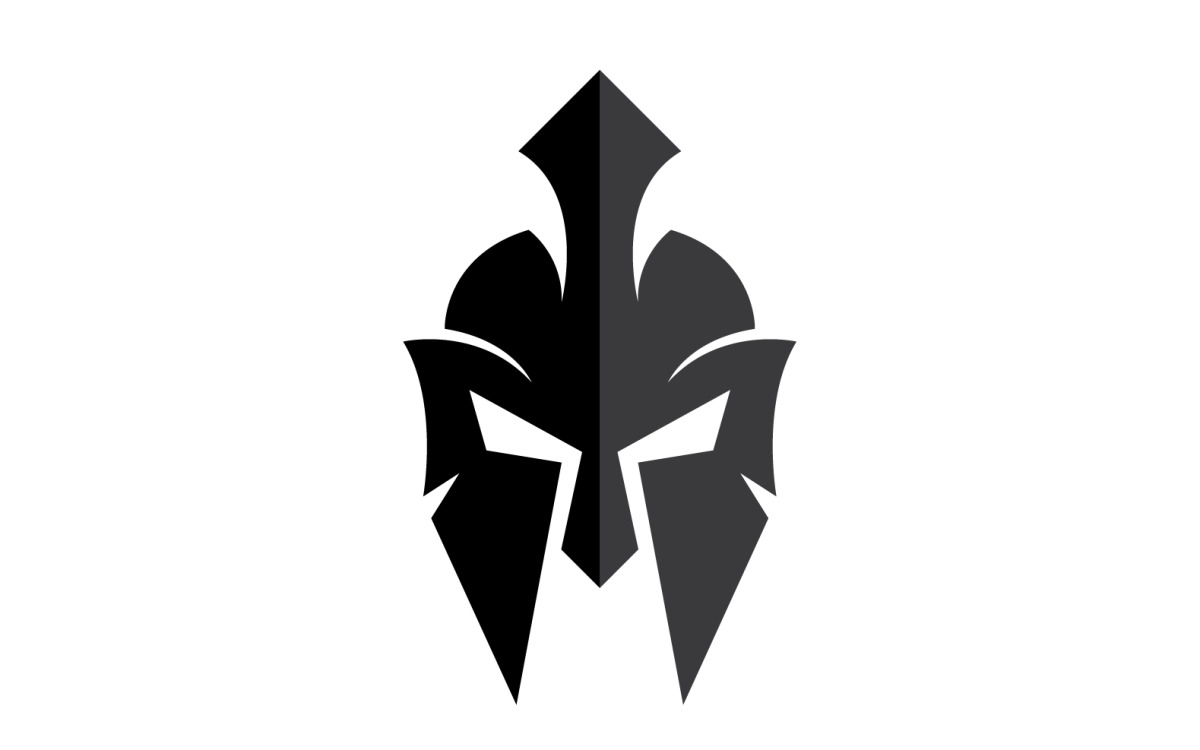 Casco espartano gladiador icono logo vector v56