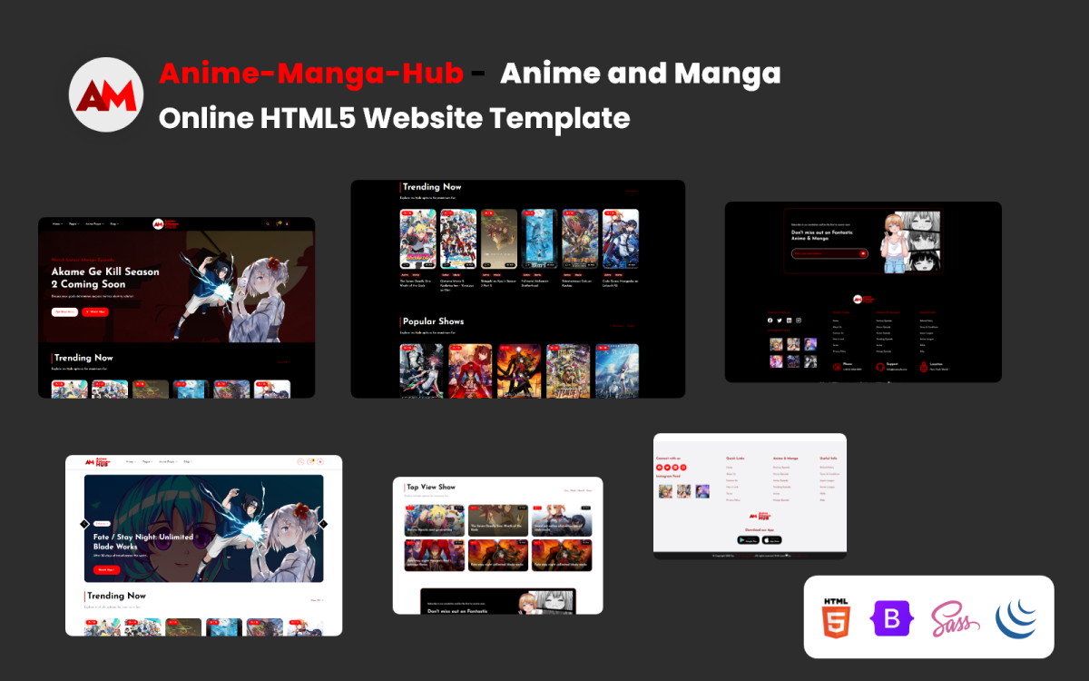 Anime&Manga-Hub - Modelo de Site HTML5 Anime e Mangá Online