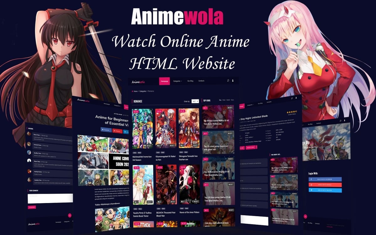 Anime wola - Watch Online Anime and Anime News Or Blog HTML Website Template