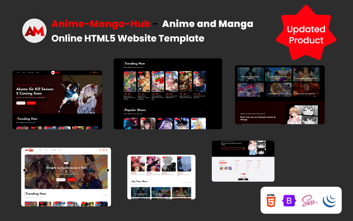 Modelo de site HTML5 de histórias de blog de anime de Aminya