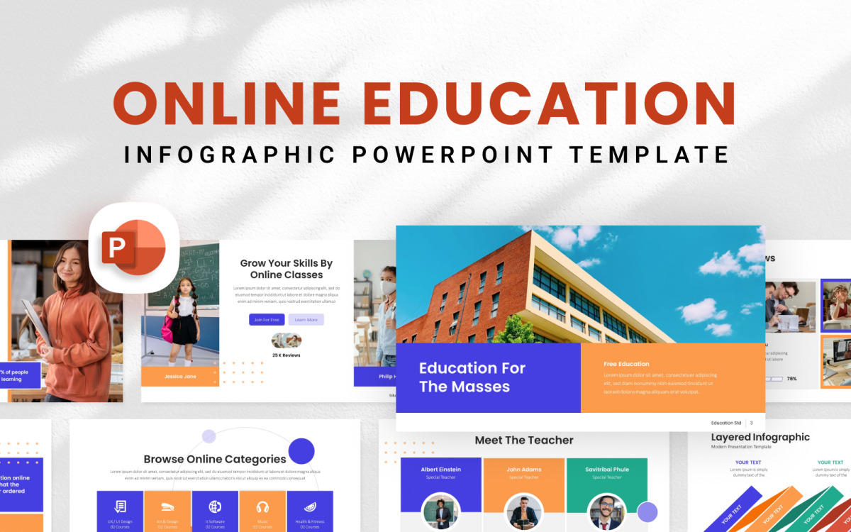 Online Education Presentation Template Vector Download