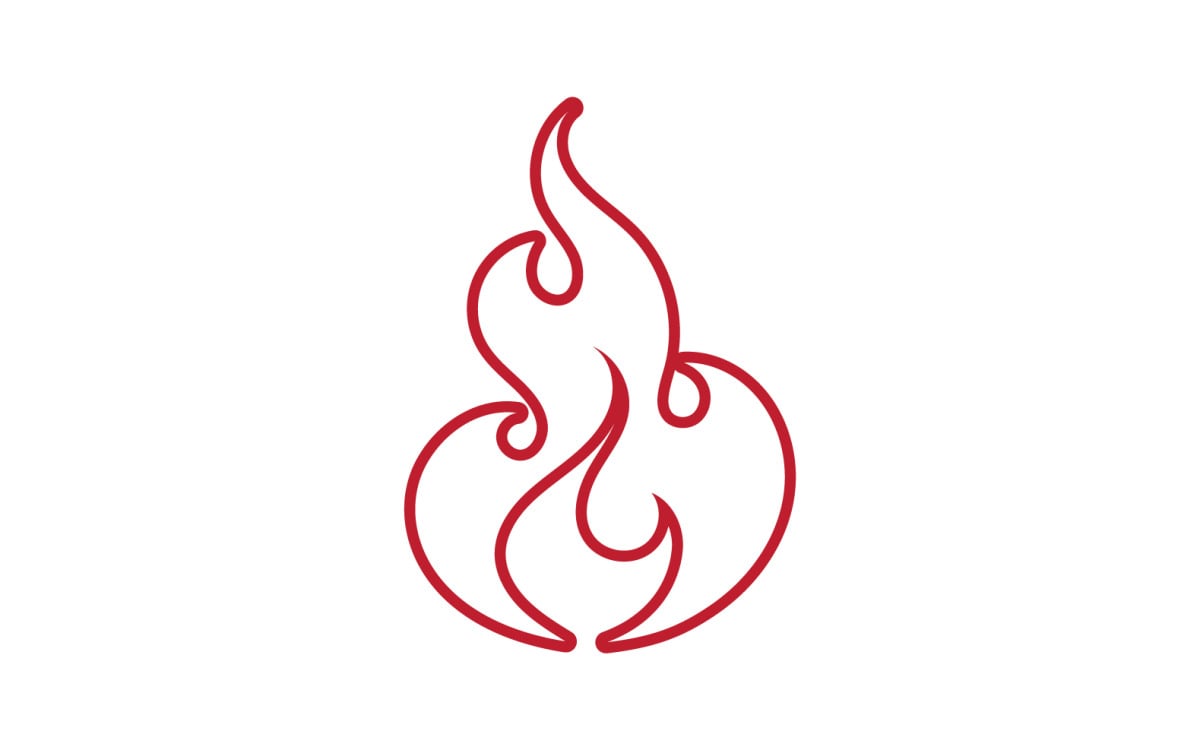 ícone da linha de chamas de fogo. estilo de contorno simples. símbolo da  paixão, logotipo inflamável, grelha, calor, quente, conceito de aviso de  queimadura, sinal de luz. projeto de ilustração vetorial isolado