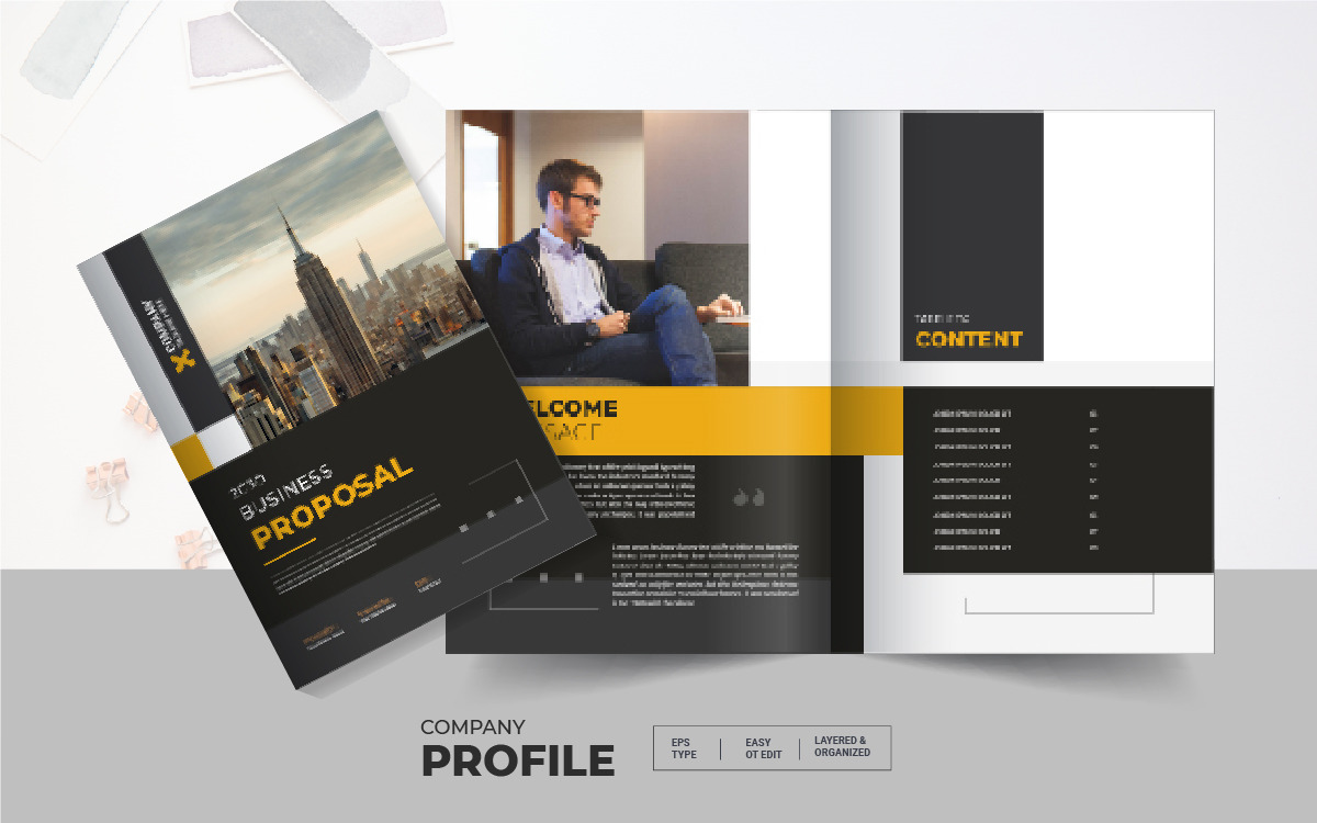 Premium Vector  Company profile dossier template