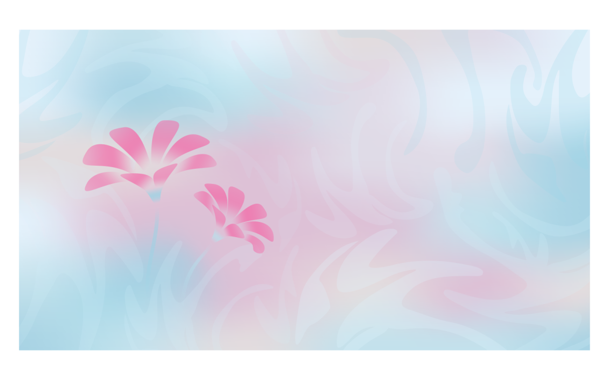 Blauwe en roze bloemen achtergrondafbeelding 14400x8100px, image size:1200x750