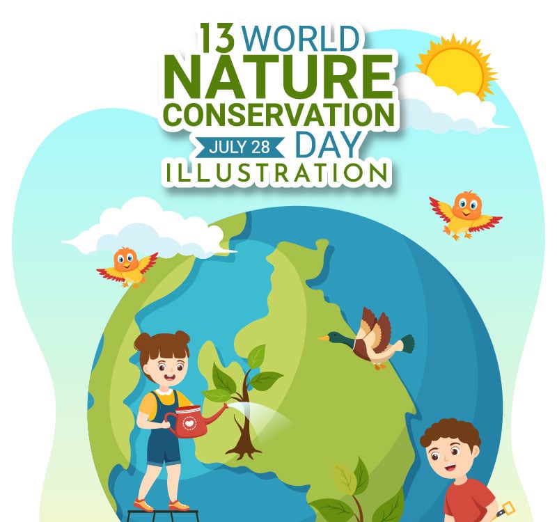Premium Vector | World nature conservation day 28 july abstract poster for  web of nature giving plant to human illustration vector