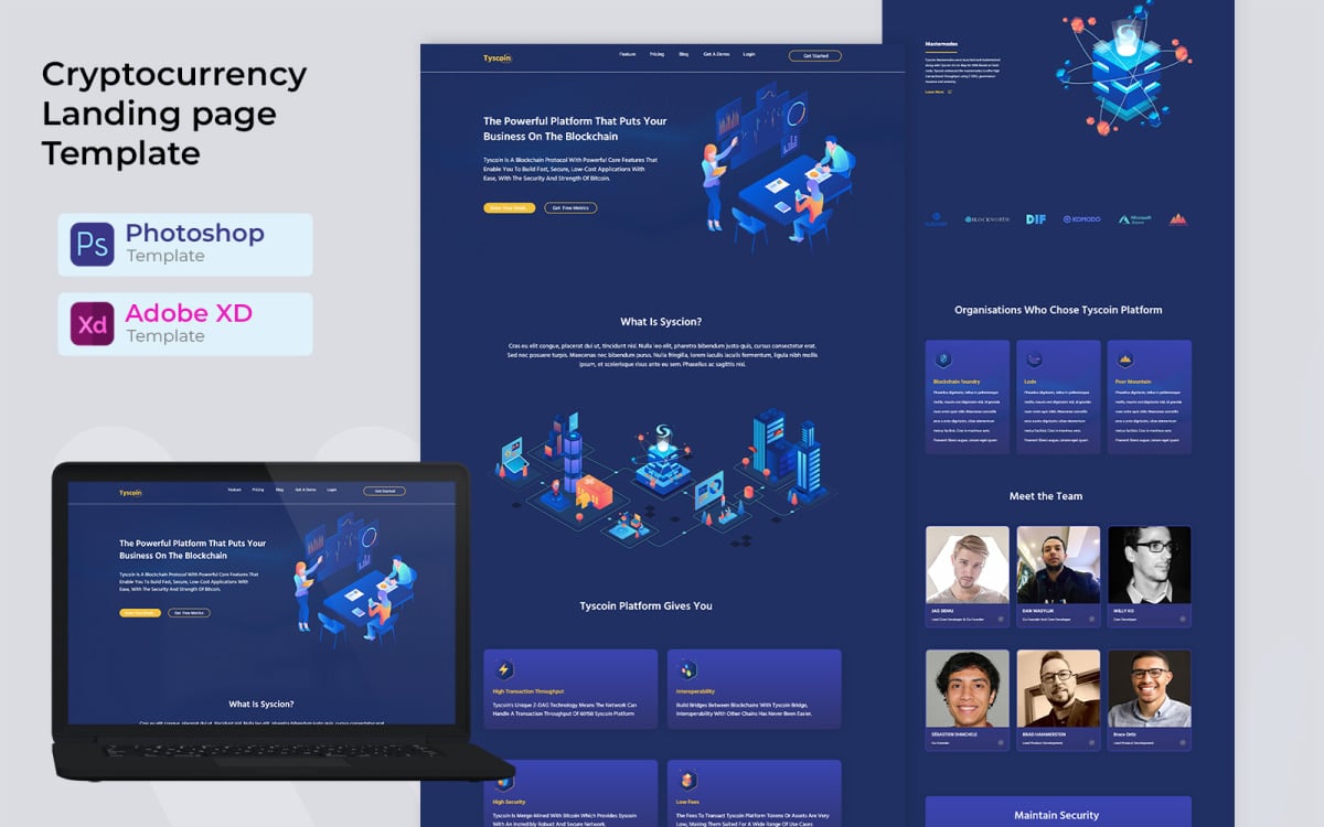 Cryptocurrency Landing Page Website Templates