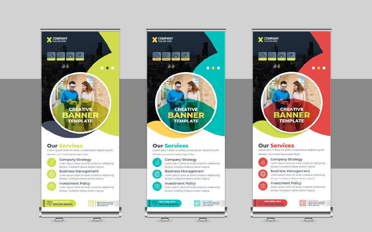 Современный дизайн Roll Up Banner, X Banner, Standee, Pull Up Design  Template