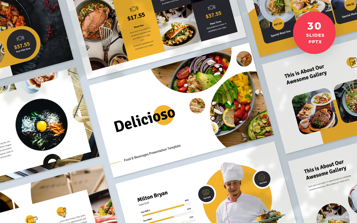 Delicioso - Еда и напитки Презентация Шаблоны презентаций PowerPoint