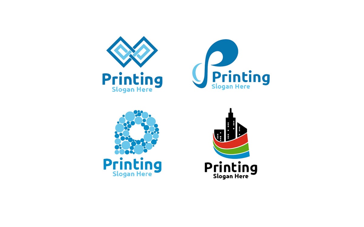 Infinity p printing company logo design for media Vector Image