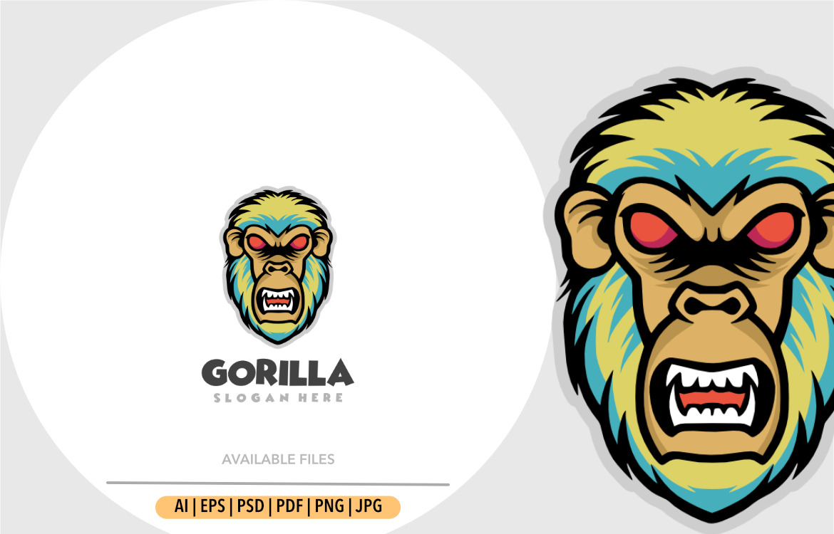Modelo de design de vetor de logotipo de macaco louco com raiva