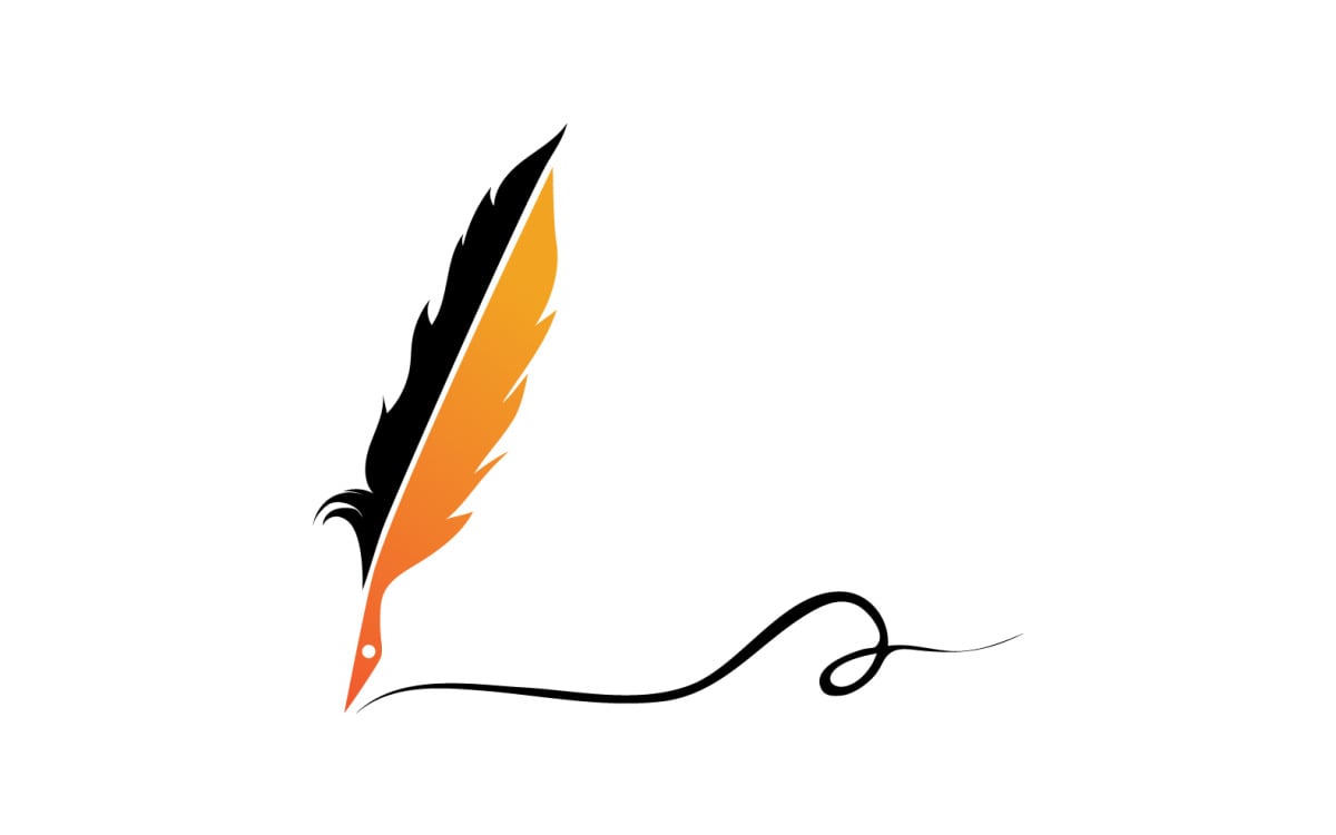 Feather pen logo template Royalty Free Vector Image
