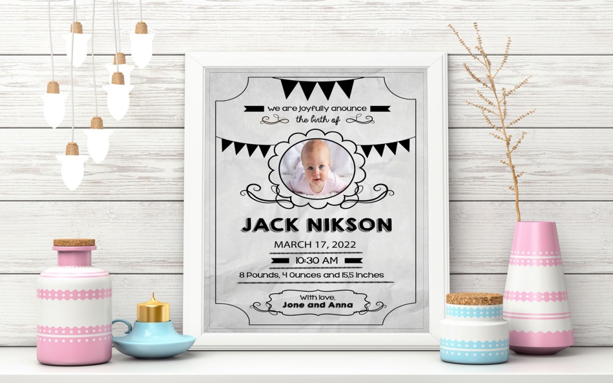 Baby birth Announcement Baby Shower Invitation Modern Baby