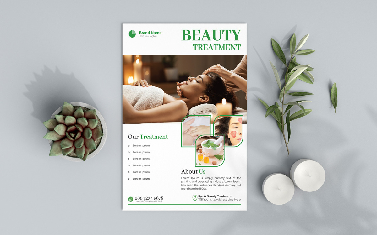 Creative Beauty Spa Treatments Free Flyer - TemplateMonster
