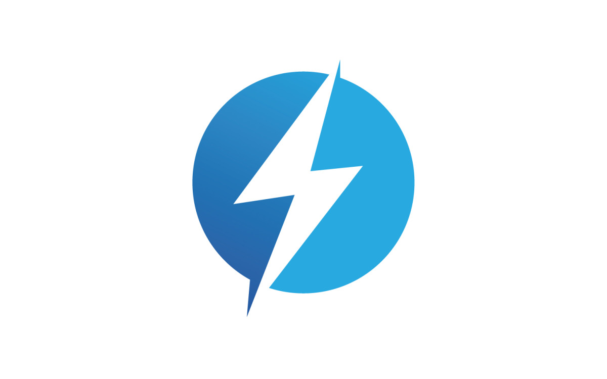 Blue electric flash lightning on a dark Royalty Free Vector