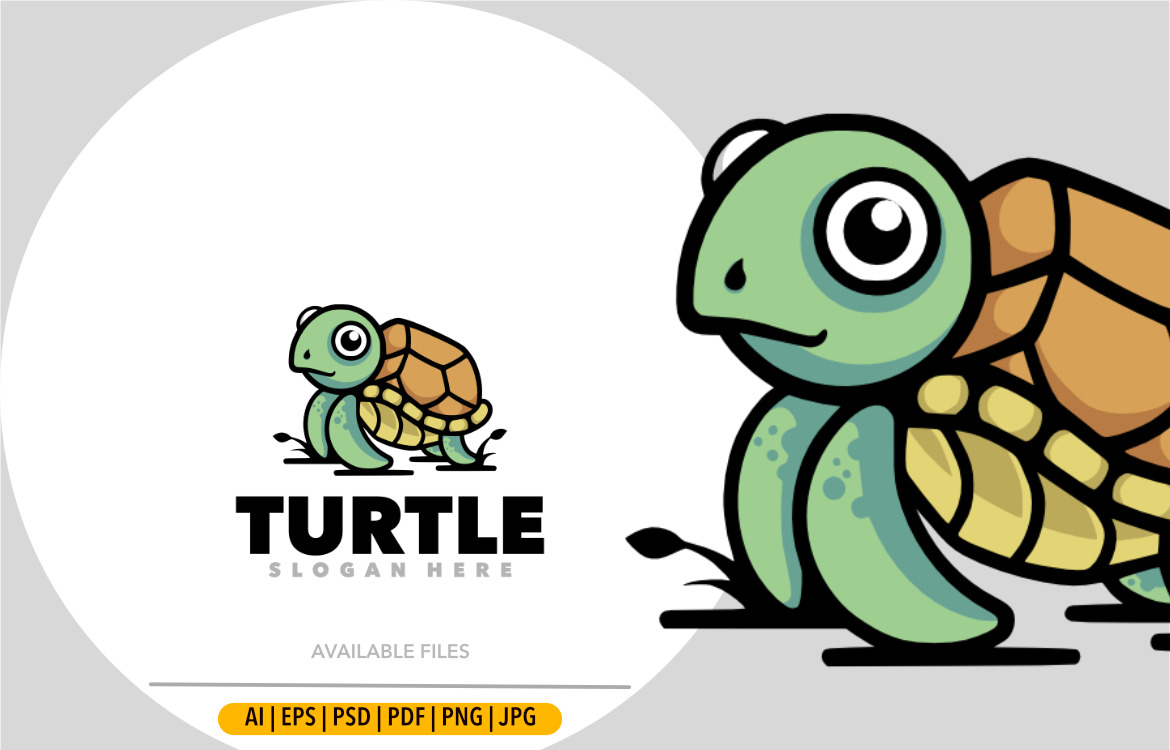 Logo d'animal de dessin animé mignon bébé tortue, image size:1170x750