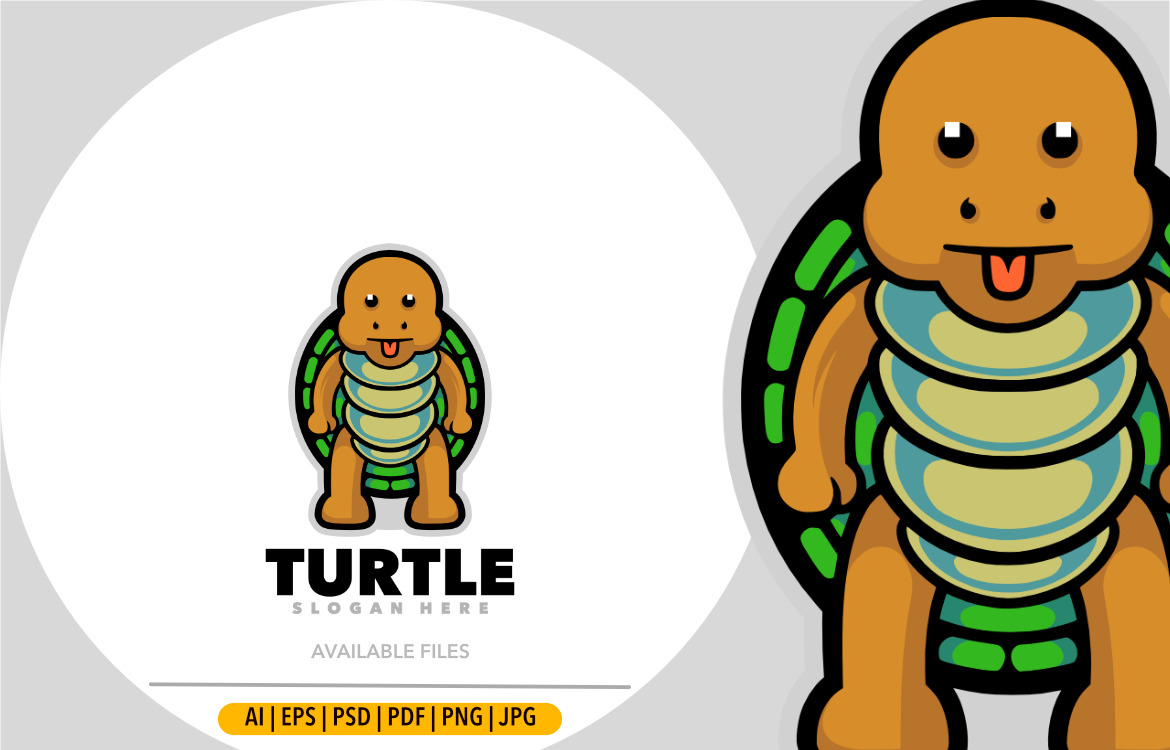 Logo mascotte bébé tortue dessin animé, image size:1170x750