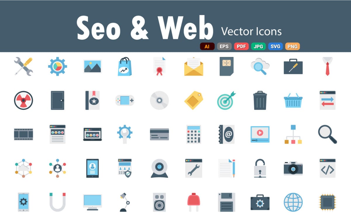 SEO icons set with HTML code, pay per click, website protection and other  loading speed elements. Isolated vector illustration SEO icons. Stock  Vector