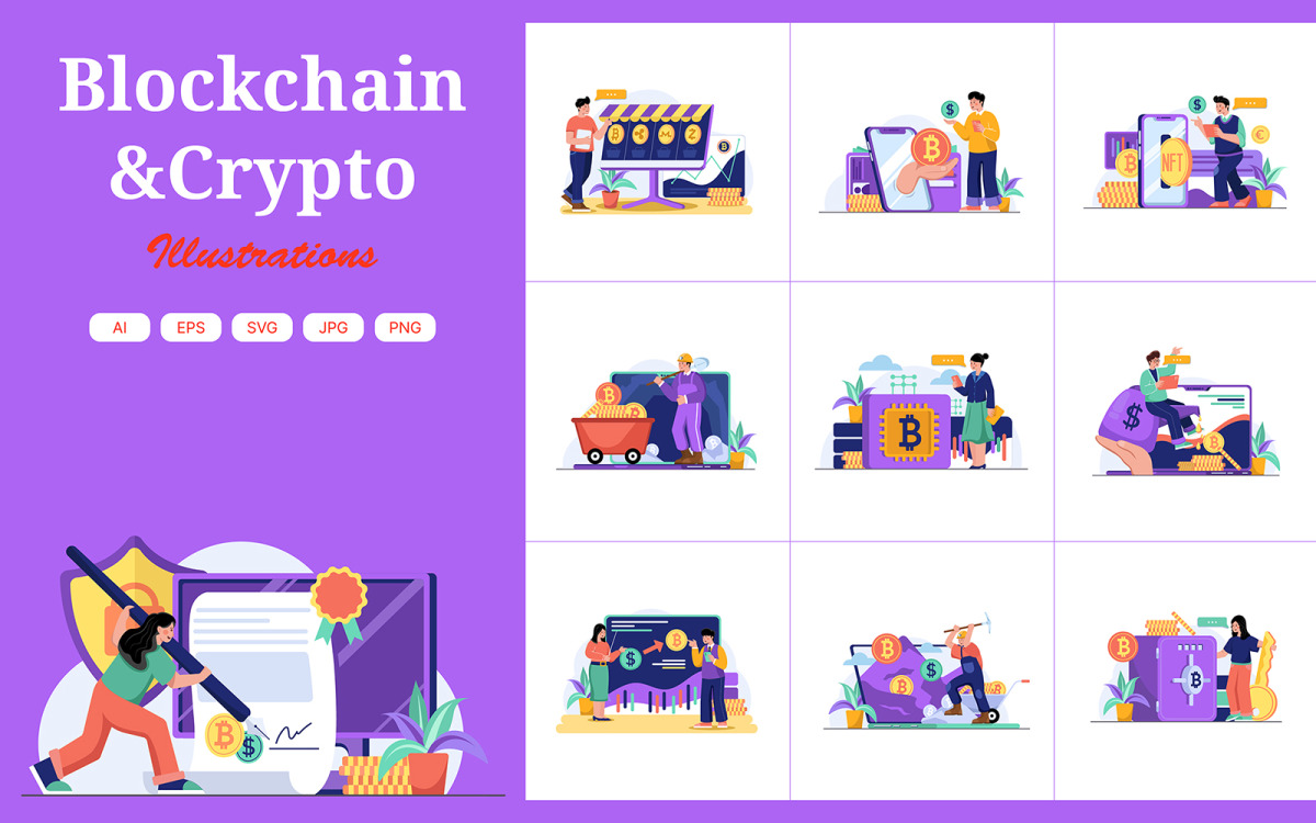 M416_ Blockchain & Crypto Illustration Pack