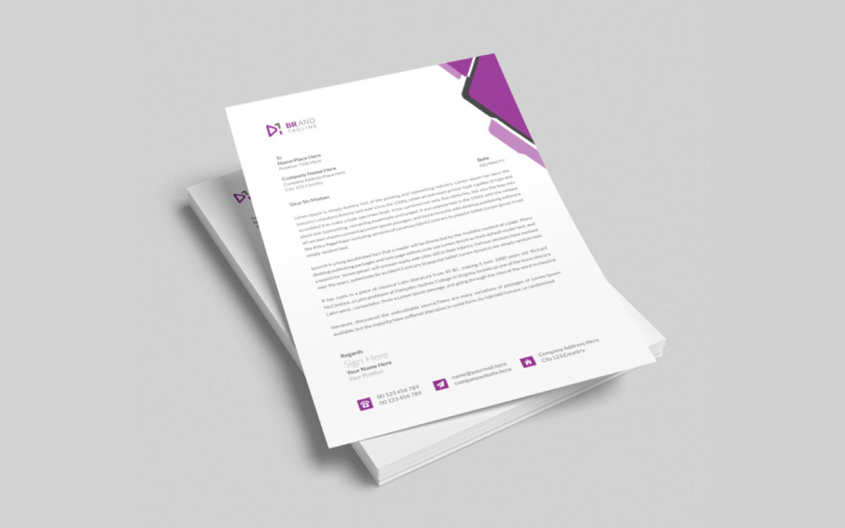 Letterhead design template, modern business letterhead design
