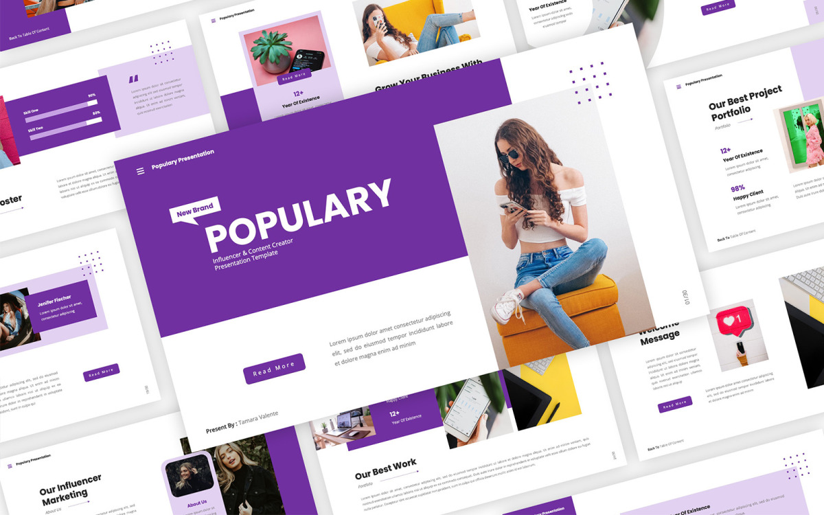 Populary - Шаблон PowerPoint для влиятельных лиц и создателей контента