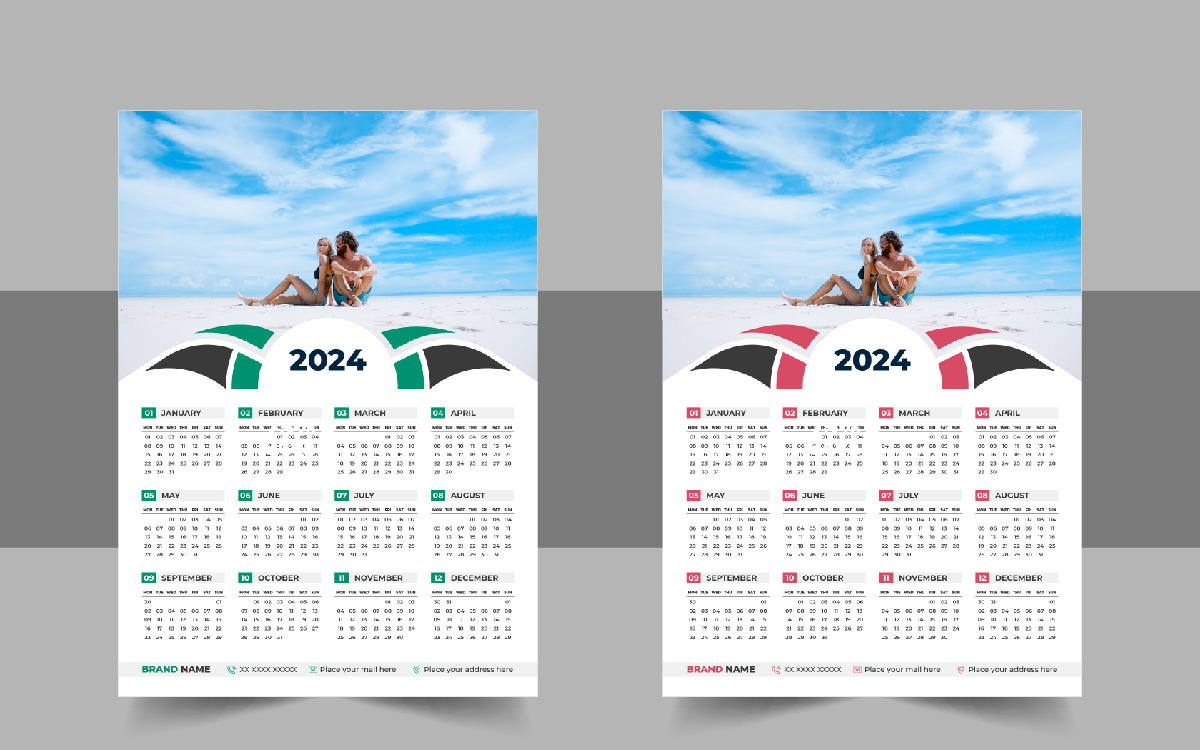 Design creativo del calendario da parete 2024