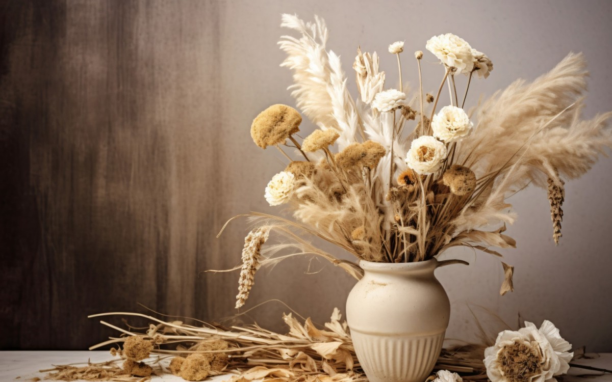 Dried Flowers Still Life White Floral 69 Graphic by shahsoft