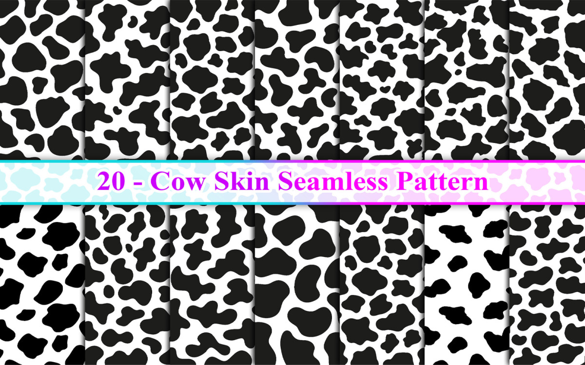 Seamless hand drawn pattern with cow fur. Repeating cow skin