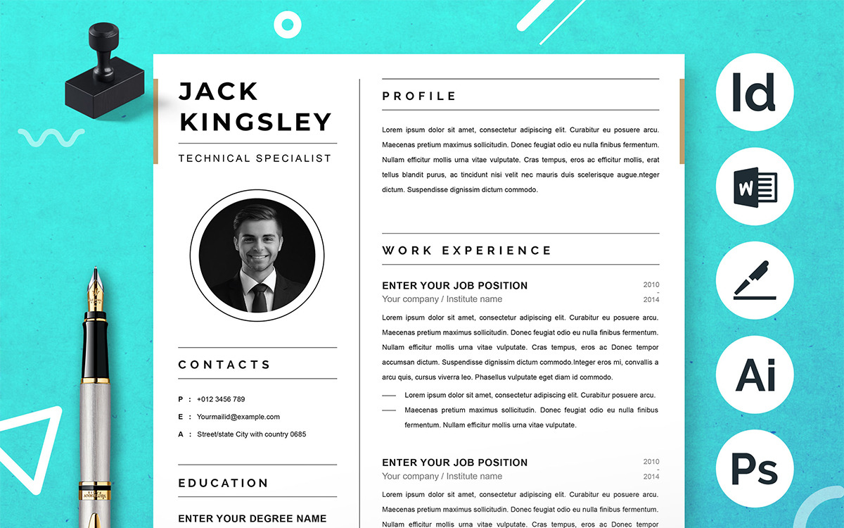 Professional Resume Template Modern Cv Template For Word