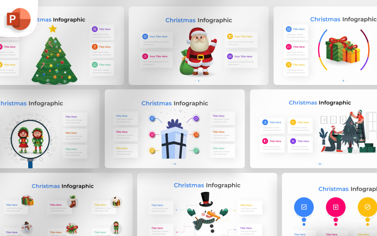 Kerst PowerPoint Infographic-sjabloon, image size:1200x750