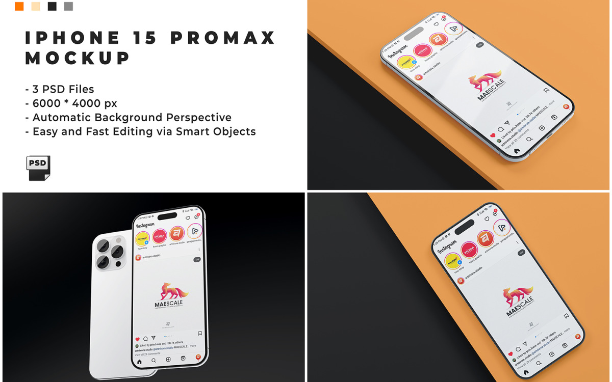 Шаблон макета iPhone 15 Promax #374394 - TemplateMonster