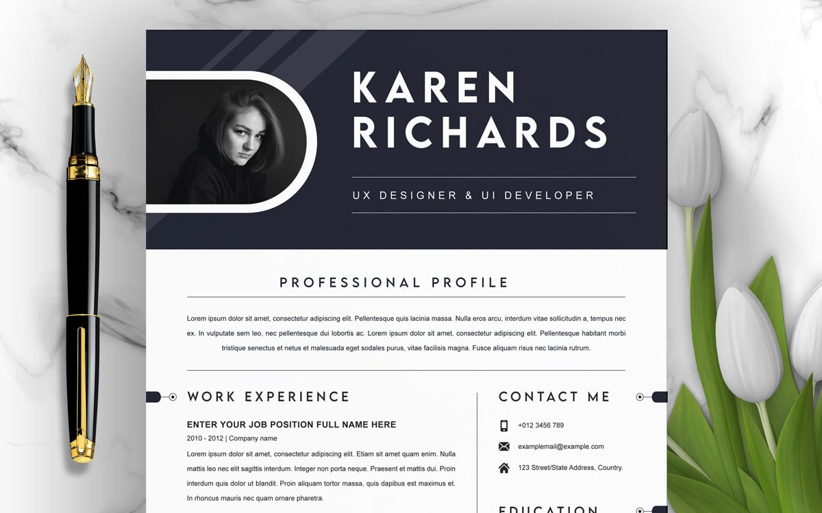 Modern Executive Resume Template 2024 For Word and Mac Pages, image size:1200x750