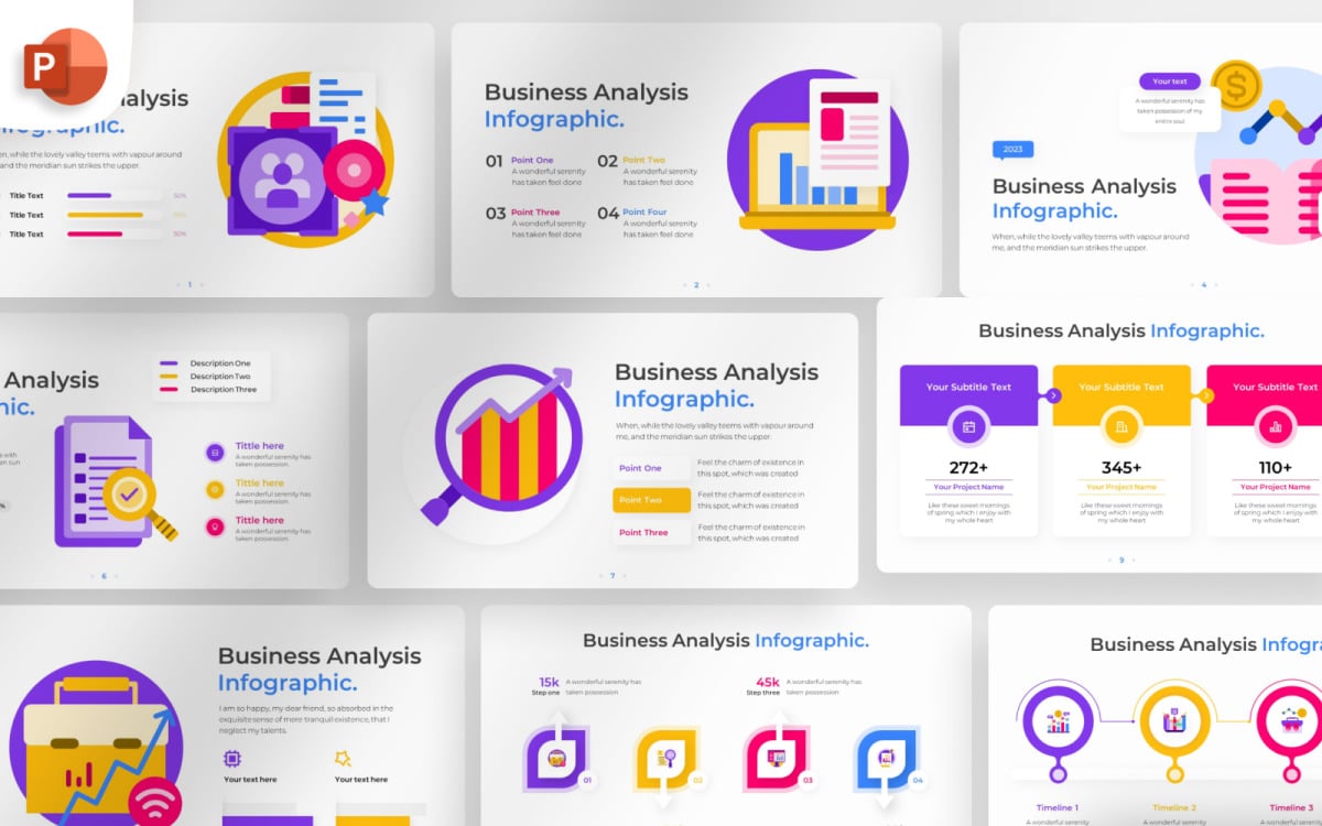 Бизнес-анализ Инфографический шаблон PowerPoint