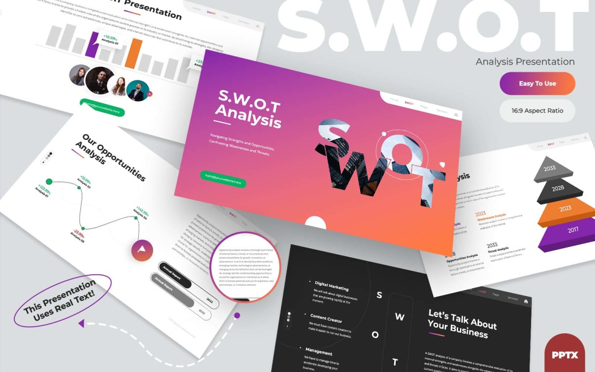 SWOT-анализ - современная инфографика PowerPoint