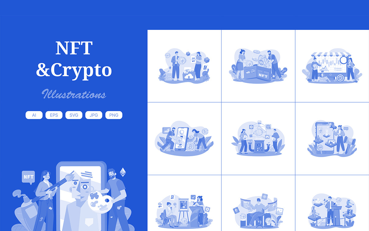 M525_ NFT and Crypto Illustration Pack - TemplateMonster