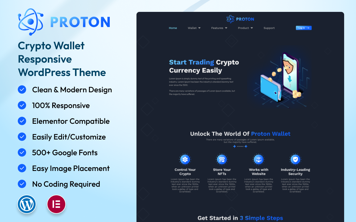 Tema de WordPress adaptable a Crypto Wallet - TemplateMonster