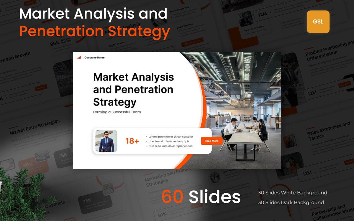 Modello di presentazioni Google per analisi di mercato e strategia di  penetrazione