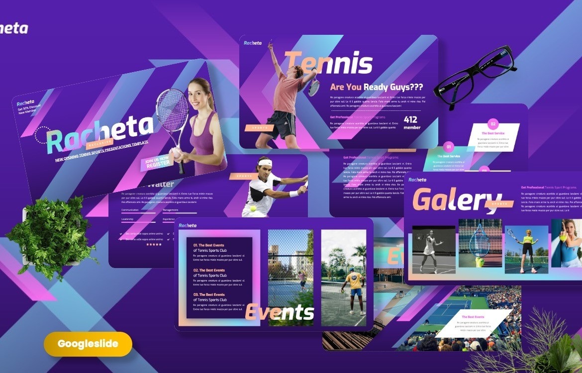 Racheta - Plantillas de diapositivas de Google para deportes de tenis