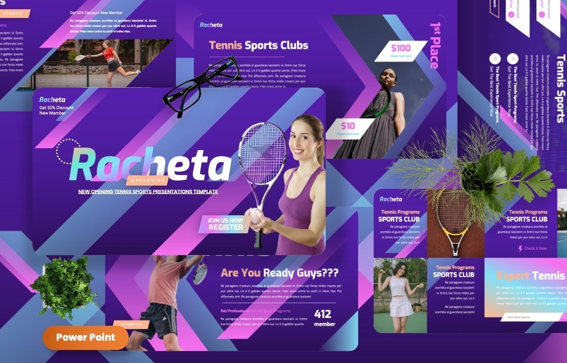 Racheta - Tennis Sport Powerpoint Templates